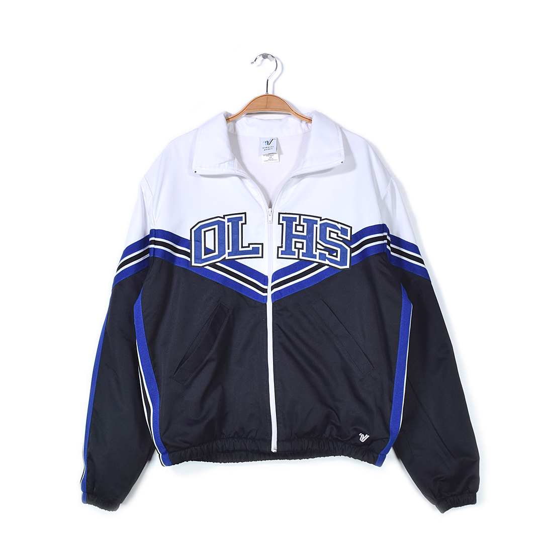 【送料無料】VARSITY SPIRIT ジャージ カレッジ チアリーダー フルジップ トラックジャケット OLHS 黒白青 サイズM 古着 @DZ9030拍卖