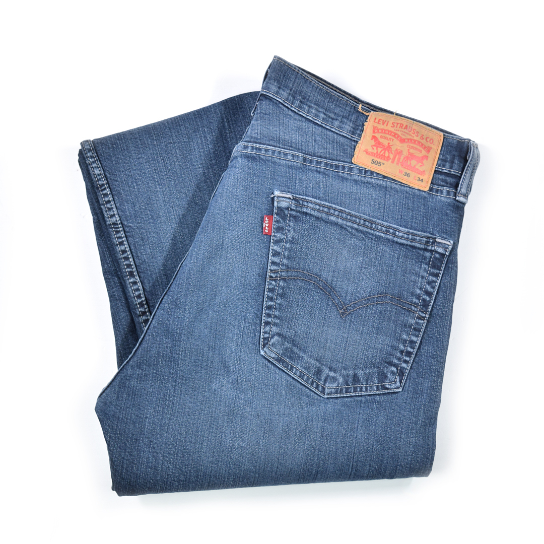 【送料無料】リーバイス 505 ストレート ジーンズ デニムパンツ ブルー ストレッチ W36 Levis ジーパン 古着 @EA9126拍卖