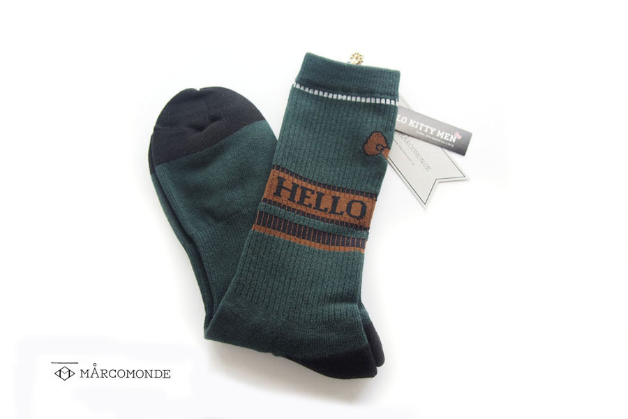 送料無料★新品|未使用|マルコモンド|MARCOMONDE|HELLO KITTY MEN|コラボ|クルー丈ソックス|グリーン|HKM-001-46-3|サンリオ男子拍卖