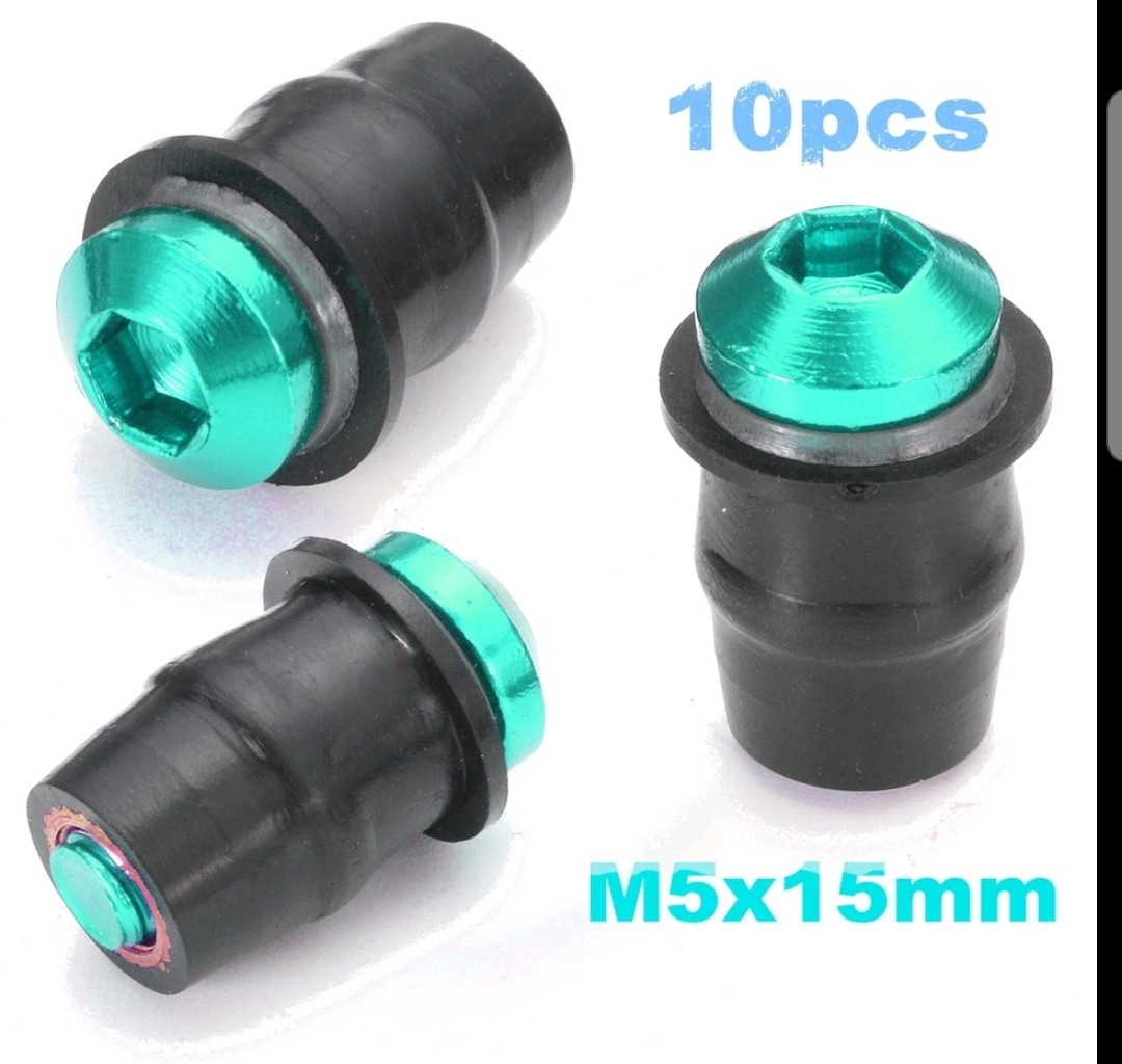 カウリング ボルト M5 5mm×15mm ネジ ナイロン ワッシャー ウェルナット スクリーン シールド カウル 10本セット カウルボルト グリーン拍卖