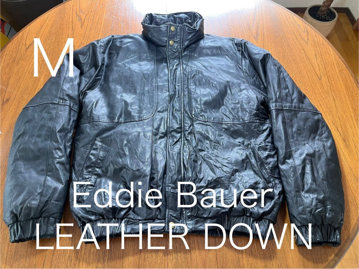 90's Eddie Bauer LEATHER DOWN ヴィンテージ エディーバウアー レザーダウンジャケット 黒タグ拍卖