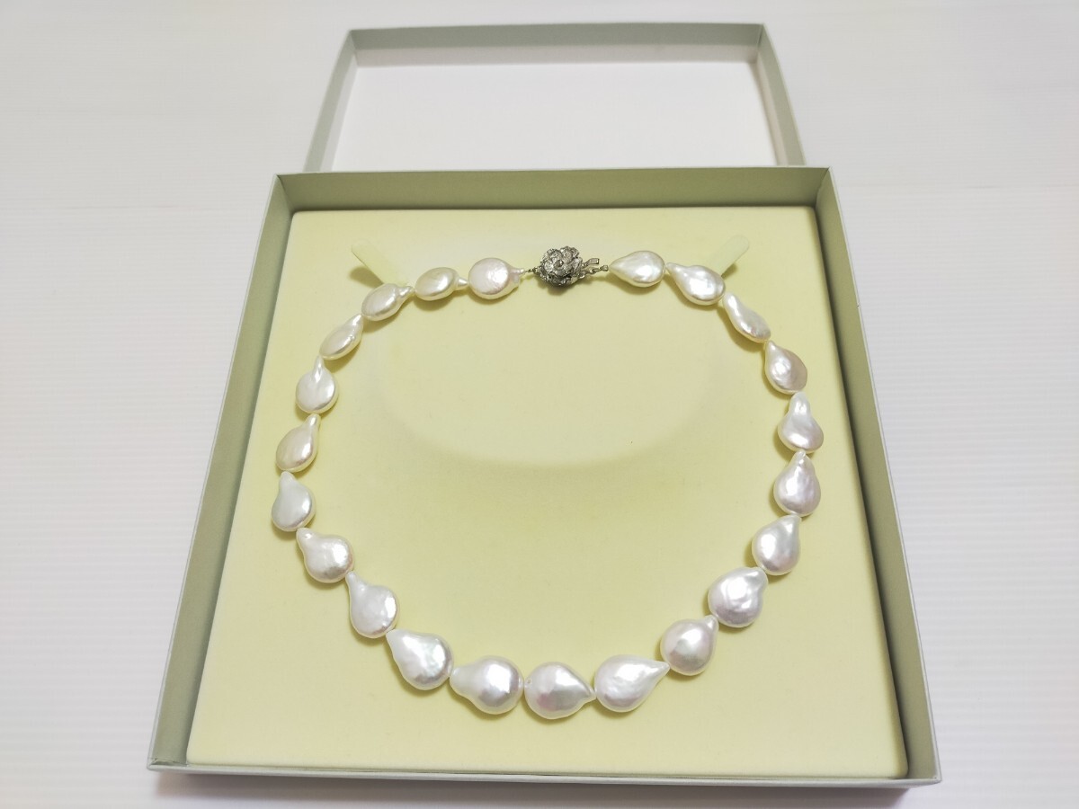 バロックパール ネックレス 真珠 約44cm 51g シルバー SILVER 宝飾品 アクセサリー 服飾 小物 ファッション 冠婚葬祭 パーティー 手芸 裁縫拍卖