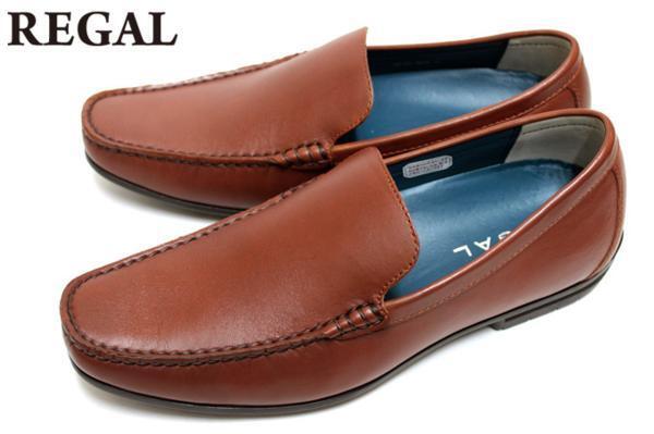 【新品】20%OFF☆REGAL リーガル 56HRAF ロングノーズラスト 本革 バンプスリッポン ブラウン☆24.0cm拍卖
