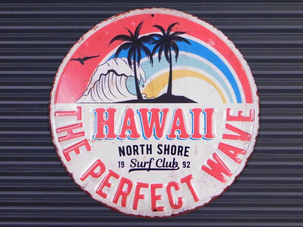 【THE PERFECT WAVE・ハワイ】※《エンボスメタルサイン》 アメリカン雑貨 エンボス看板 ブリキ看板 142拍卖