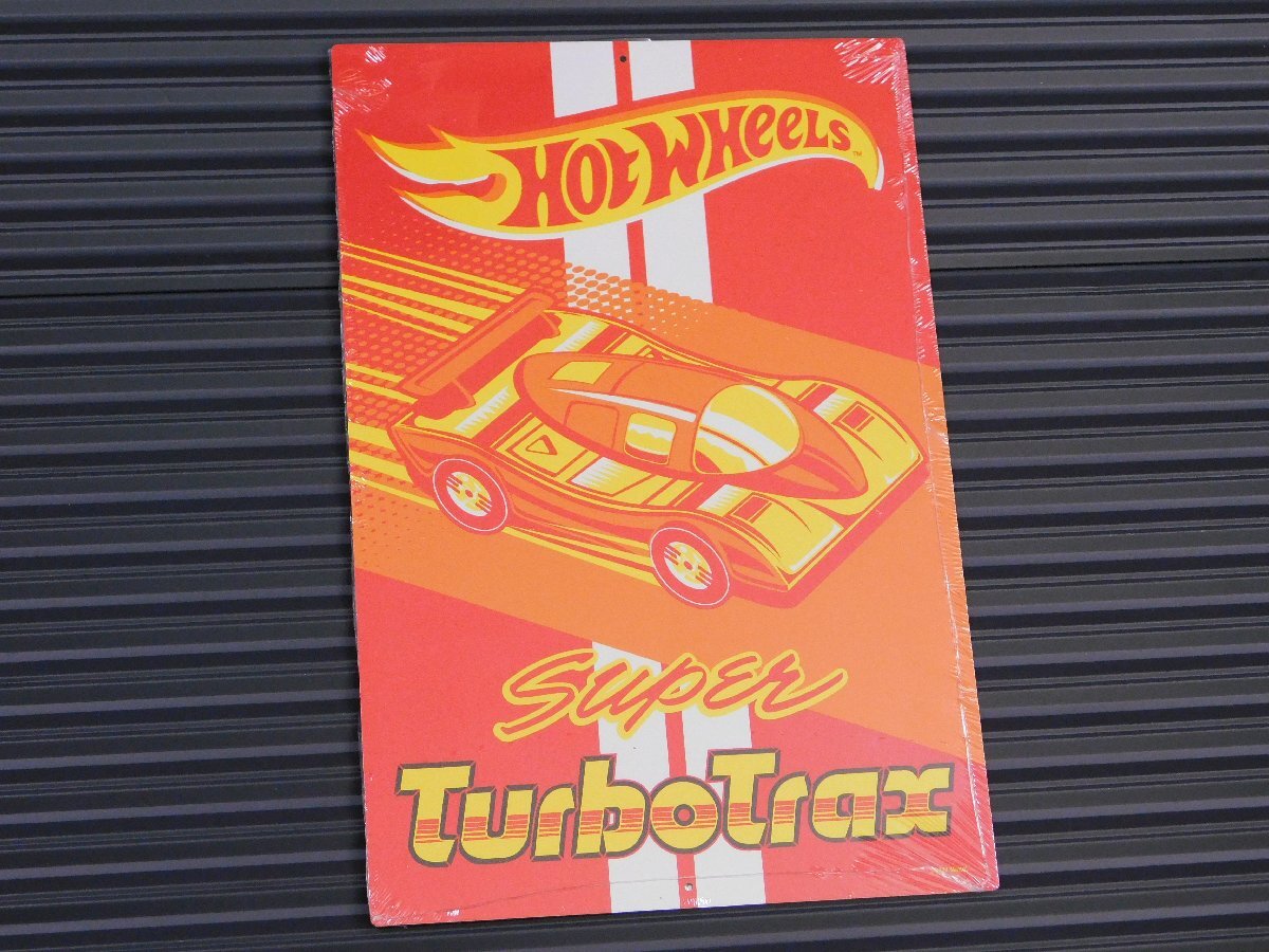 【HOT Wheels・ホットウィール】※《メタルサイン/Super Turbo Trax》 アメリカン雑貨 エンボス看板 154拍卖