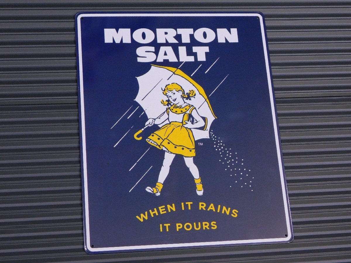 【MORTON SALT GIRL・モートンソルトガール】※《メタルサイン》 アメリカン雑貨 エンボス看板 ブリキ看板 152拍卖