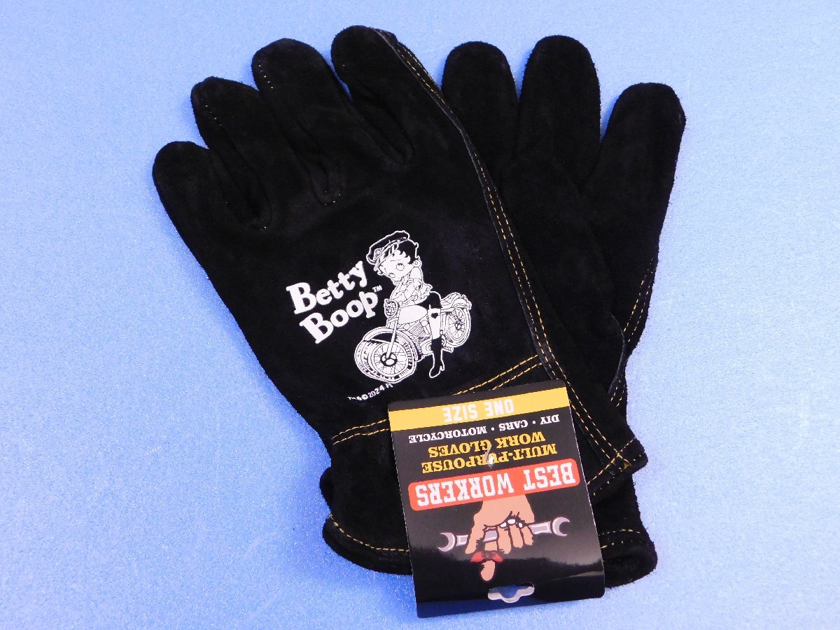 ◆送料無料◆【Betty Boop・ベティちゃん】※《ヴィンテージワークグローブ・牛革》 キャンプ 焚き火 アメリカン拍卖