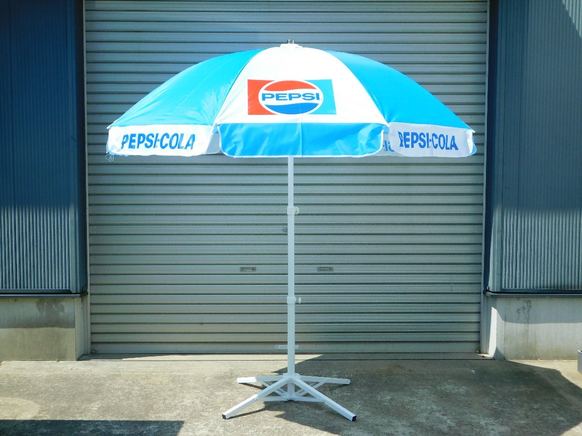 ◆2点セット◆【PEPSI・ペプシ】※《パラソル&折りたたみ式スタンド セット》 アメリカン柄 アメリカン雑貨拍卖