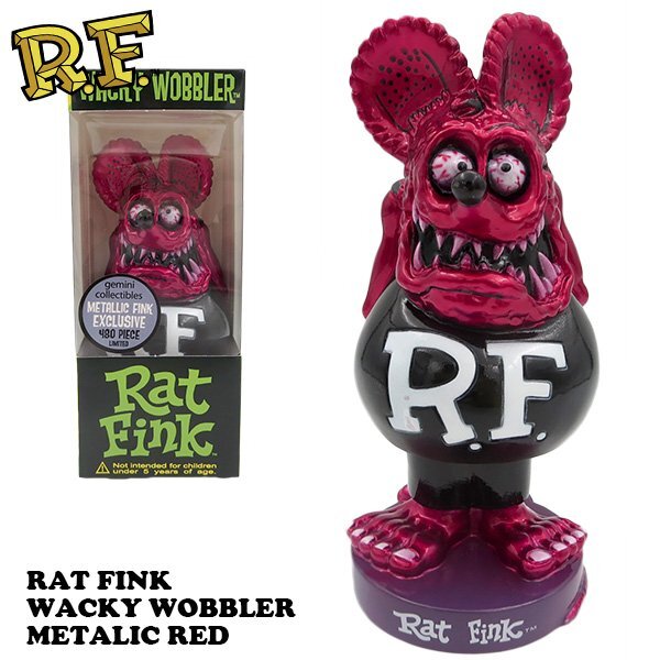 ◆送料無料◆【Rat Fink・ラットフィンク】※《ボビングヘッド・メタリックレッド》 アメリカン雑貨 フィギュア FUNKO拍卖