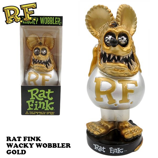 ◆送料無料◆【Rat Fink・ラットフィンク】※《ボビングヘッド・ゴールド》 アメリカン雑貨 フィギュア FUNKO拍卖