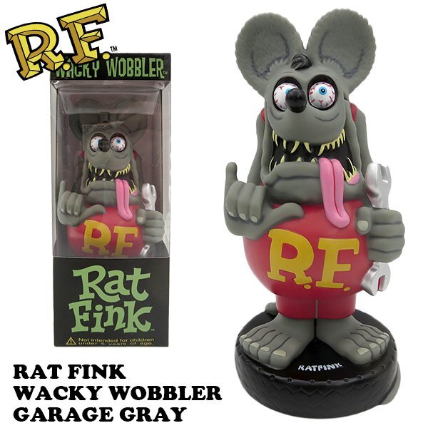 ◆送料無料◆【Rat Fink・ラットフィンク】※《ボビングヘッド ガレージ・グレイ》 レンチ アメリカン雑貨 FUNKO拍卖