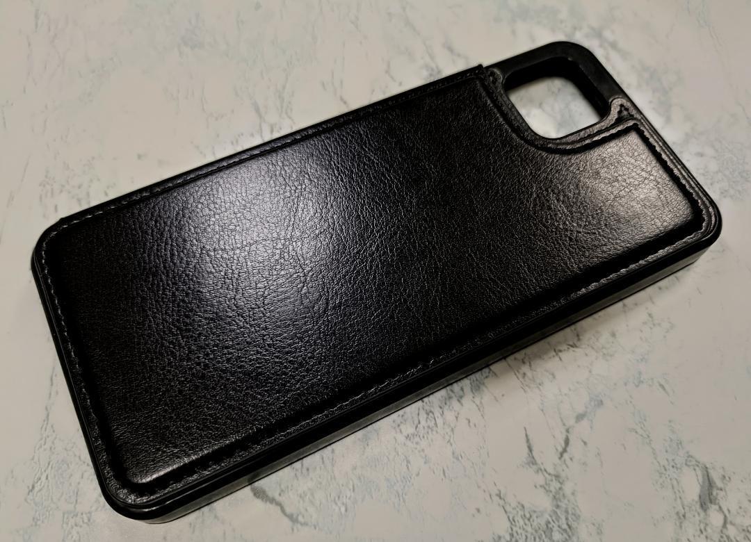 海外版 Galaxy A22 用 ケース 無地 カード入れ 背面手帳型 黒拍卖