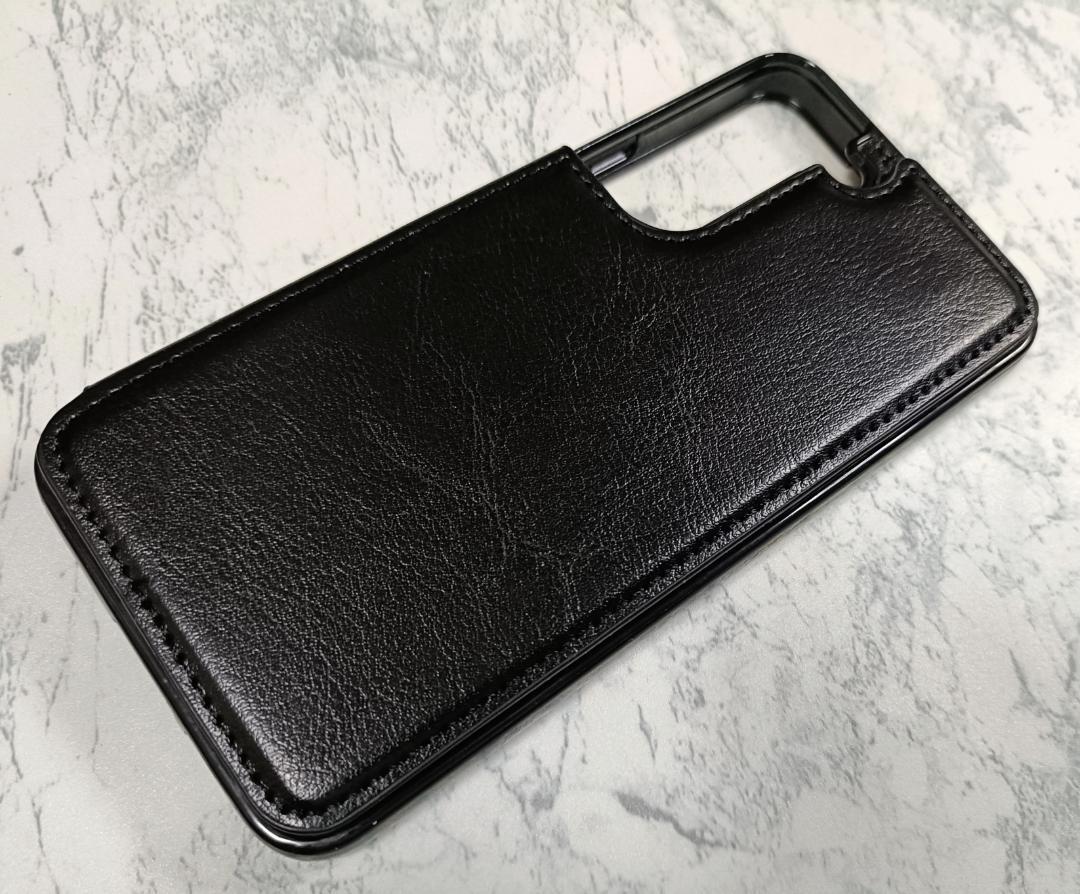 送料込み Galaxy S22 用 ケース 無地 カード入れ 背面手帳型 ブラック 黒色拍卖