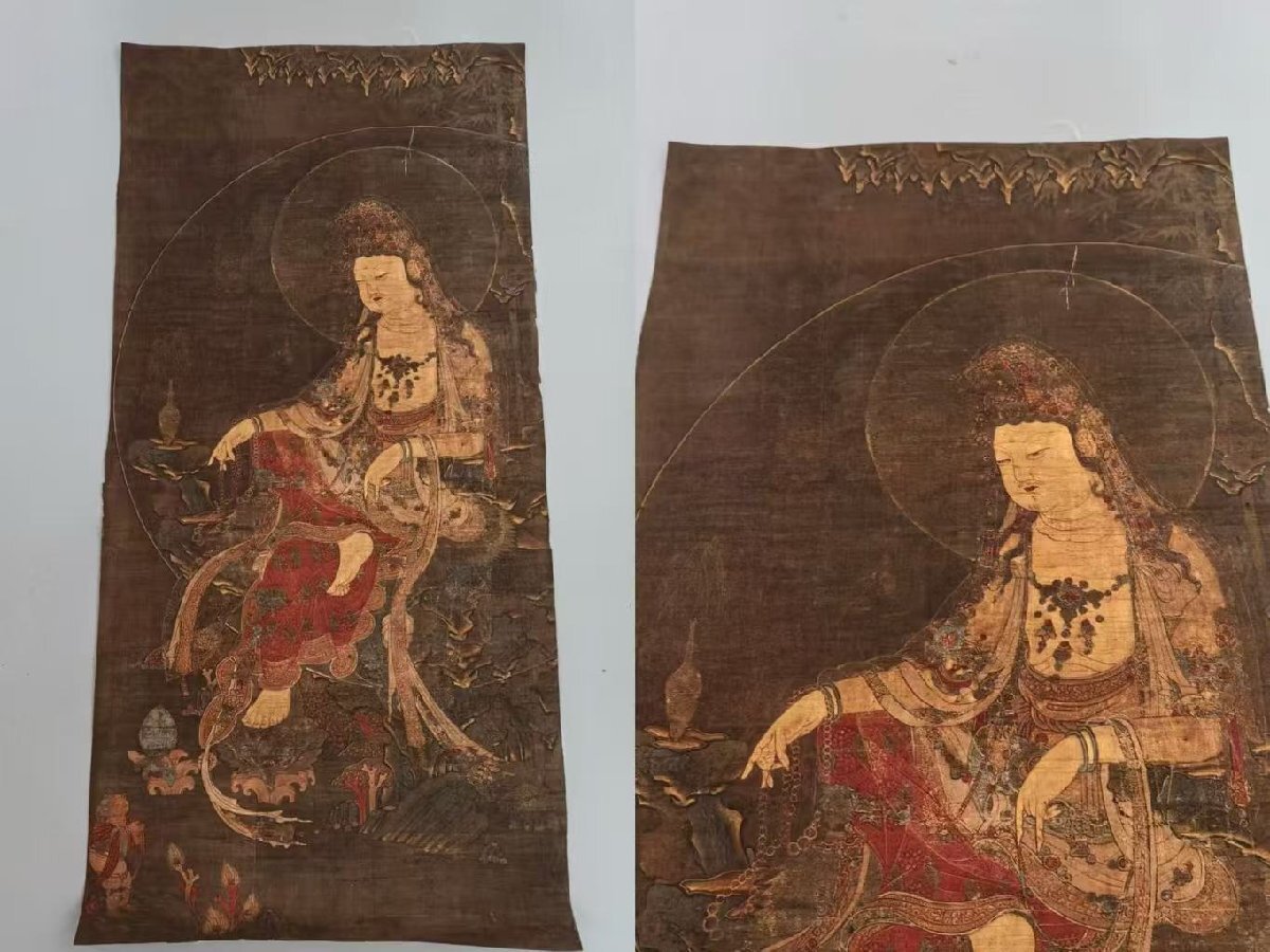 ■観心・時代旧蔵■K1065『朝鮮古書道 古高麗 高麗童子拝観音 李朝18世紀 高麗古書道 ★ 朝鮮古書画 真筆 手書き 肉筆卷物』拍卖