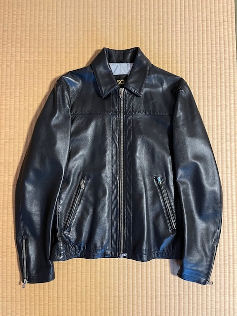 【美品・中古】チンクアンタ Cinquanta ラムレザー ライダースジャケット ブラック 44サイズ拍卖