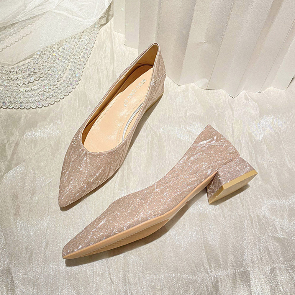 ☆ シャンパンピンク ☆ 39(24.5cm) ☆ パンプス ビジュー pmypan7222 ビジュー パンプス ローヒールパンプス ポインテッドパンプス拍卖