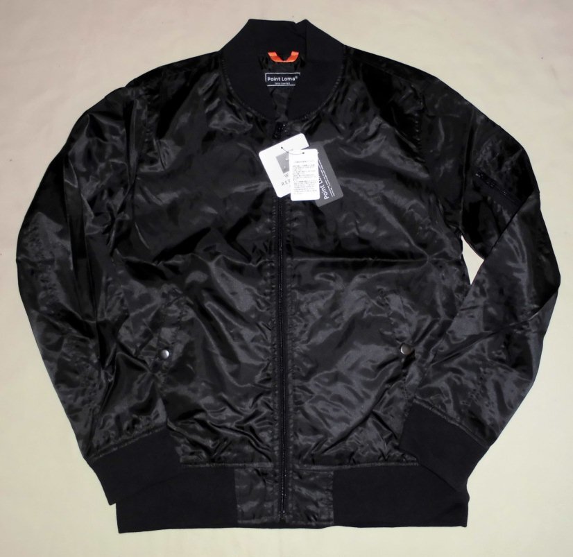 ヘビーナイロン仕様 MA-1 表面撥水加工ナイロンジャケット 裏地付き ブラックM拍卖