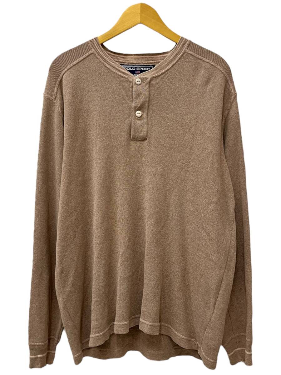 POLO SPORT (ポロスポーツラルフローレン) ヘンリーネックニット 90’s 長袖 L/S M ベージュ系 メンズ/027拍卖