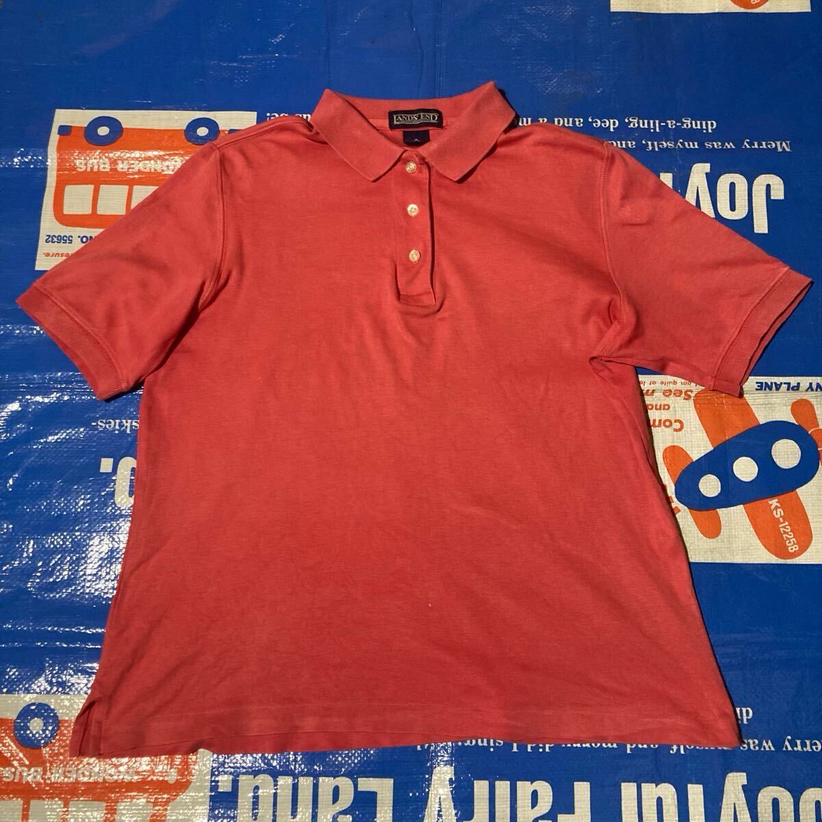 古着☆LANDS' END☆半袖ポロシャツ 朱 S拍卖