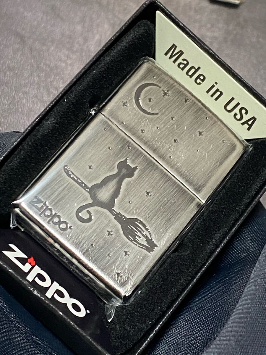 zippo 猫 箒 特殊加工 シルバー 希少モデル 2024年製 ケース 保証書付き 拍卖