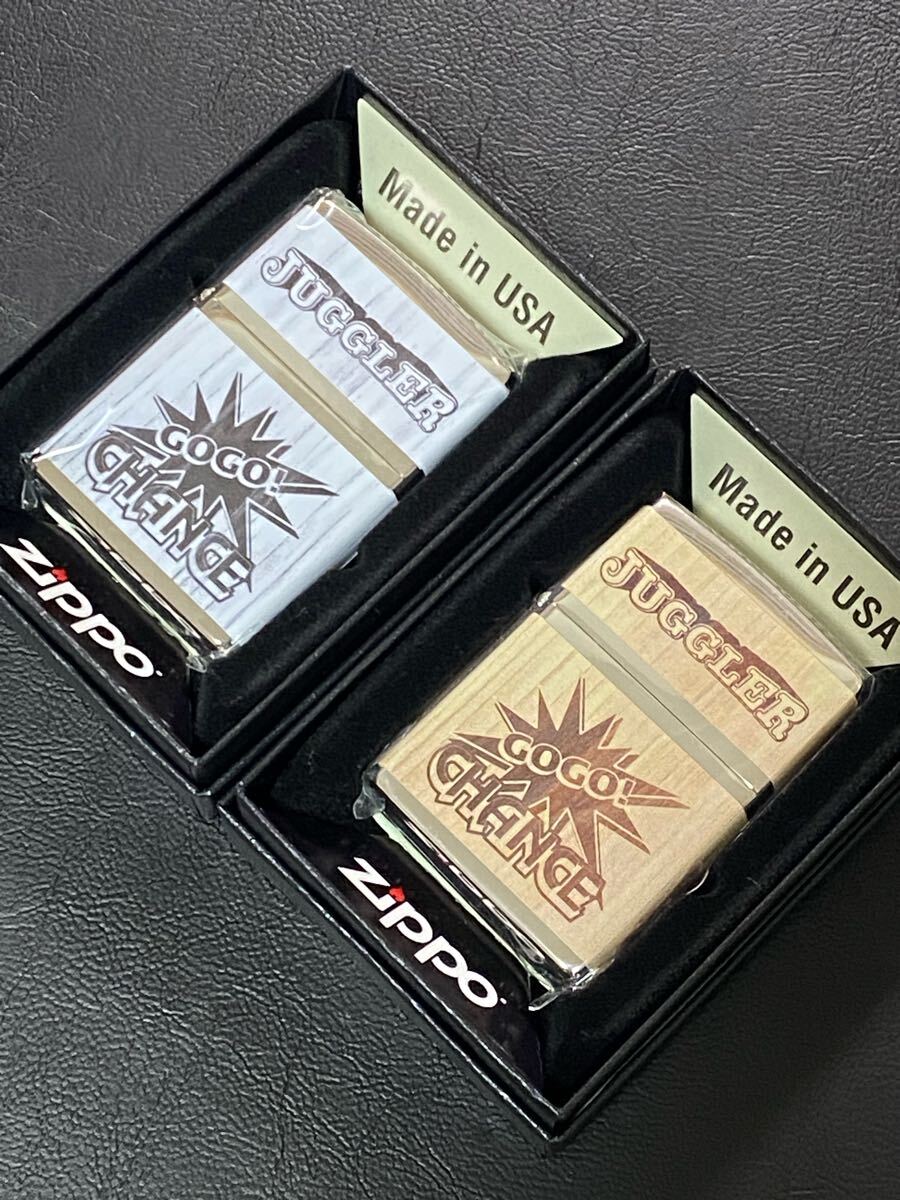 zippo ジャグラー ウッド調 2点 特殊加工 希少モデル 2022年製 GO GO CHANCE JUGGLER ケース 保証書付き拍卖