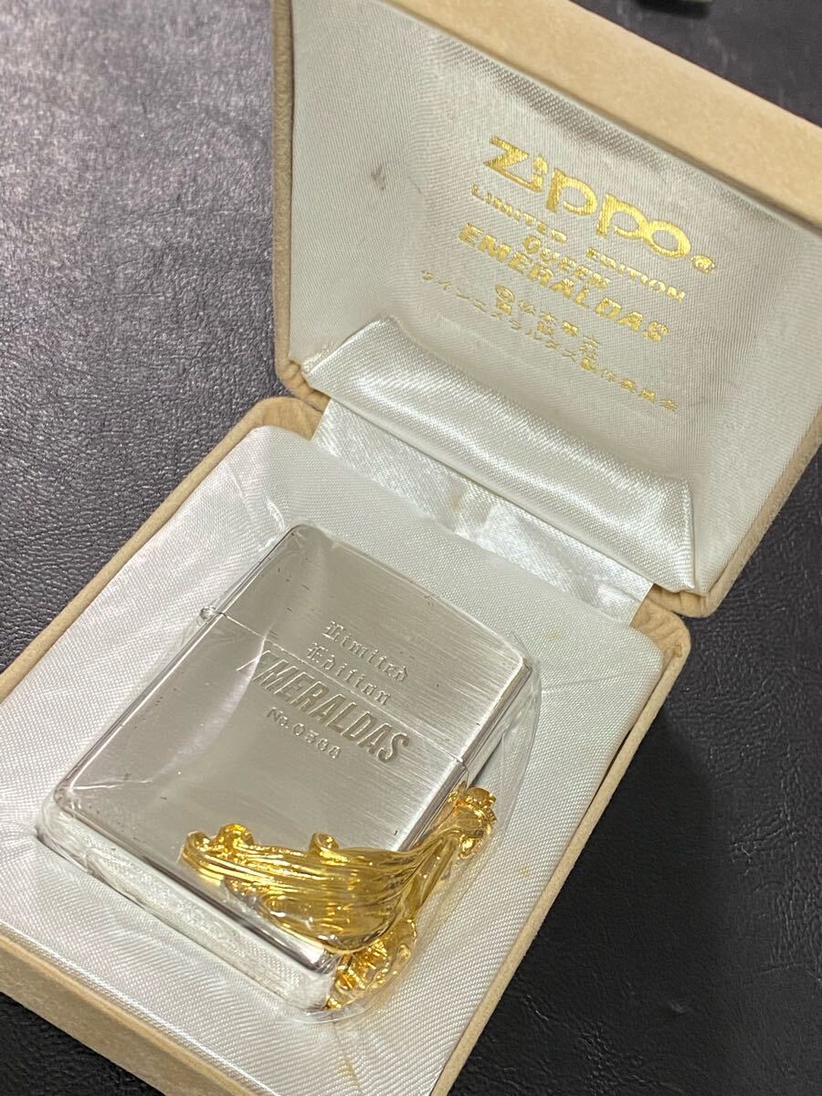 zippo クイーンエメラルダス ゴールドメタル 限定品 1998年製 QUEEN EMERALDAS シリアルナンバー NO.0388 専用ベロアケース 保証書付き 拍卖