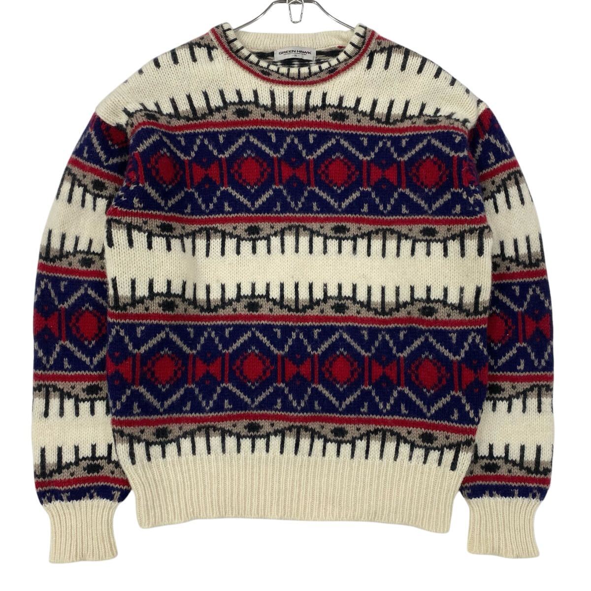 GREEN HAWK(グリーンホーク)ニット セーター メンズ2L ホワイト/ネイビー系/レッド系/他拍卖