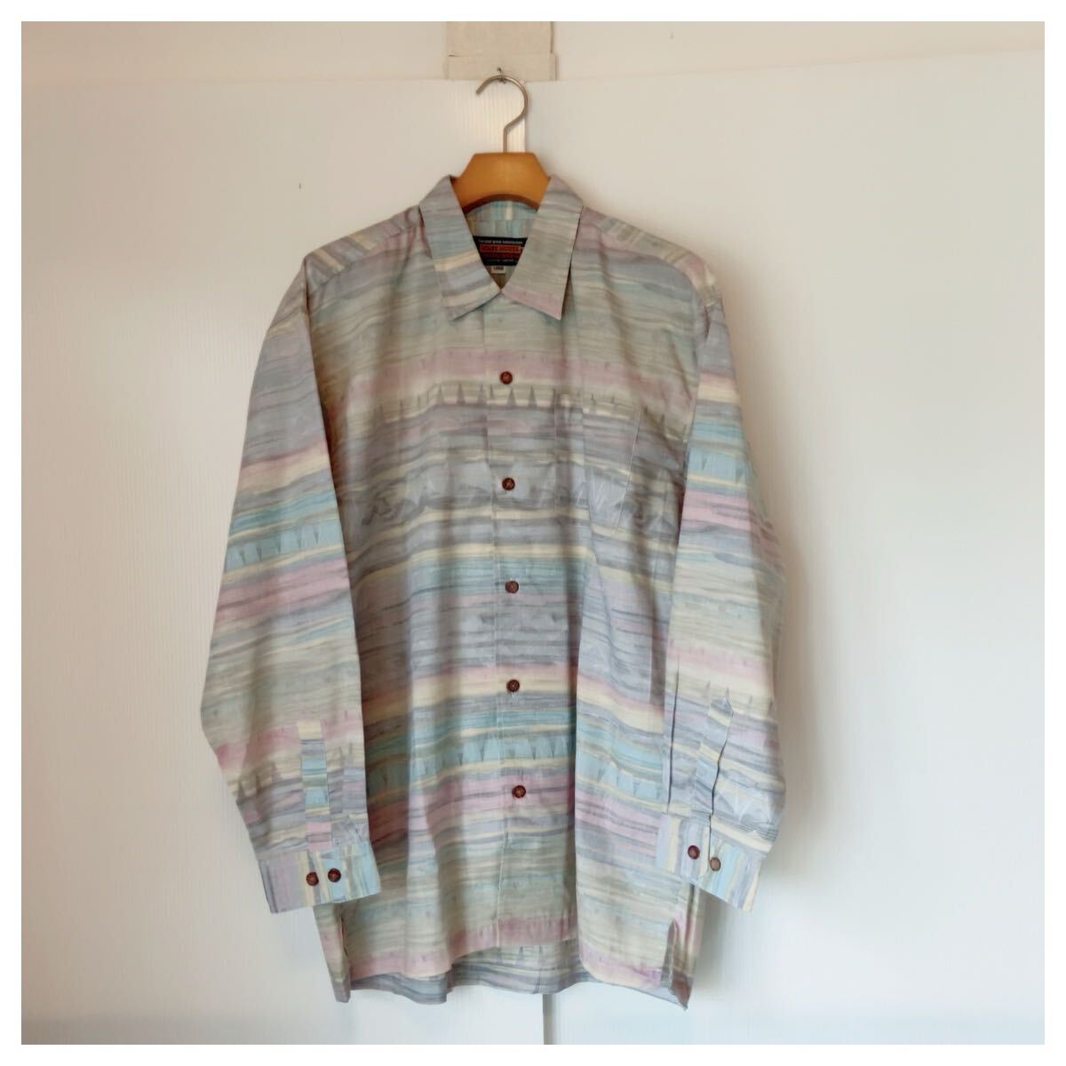 ☆美品 WAREHOUSE ウエアハウス ネイティブ 長袖 ワークシャツ L メンズ 黄 水色 グレー拍卖