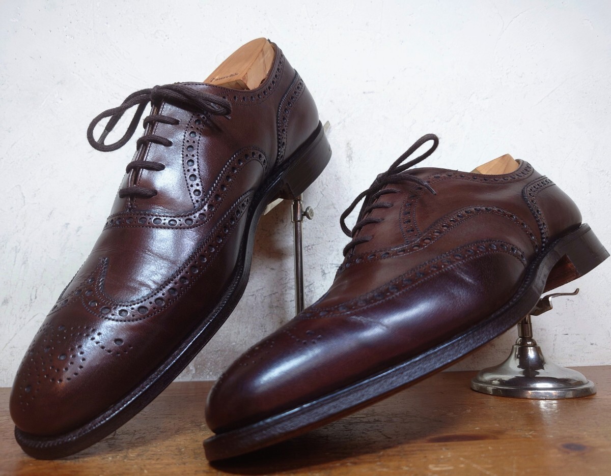【美品/純正ツリー付】英国製 Church's/チャーチ CHETWYND 173Last ウィングチップ 80F 26.5-27cm相応 ブラウン 茶/cheaney クロケット拍卖
