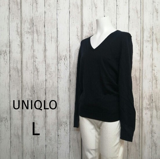 ユニクロ レディース エクストラファインメリノ Vネック セーター L 14拍卖