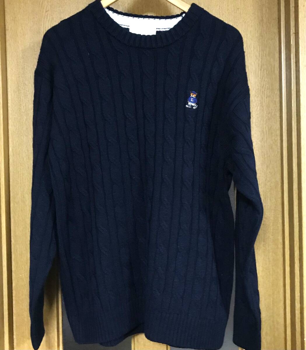 新品 タグ付き LOGOS ロゴス ロゴスデイズ 長袖 セーター ネイビー メンズLサイズ 熊 拍卖