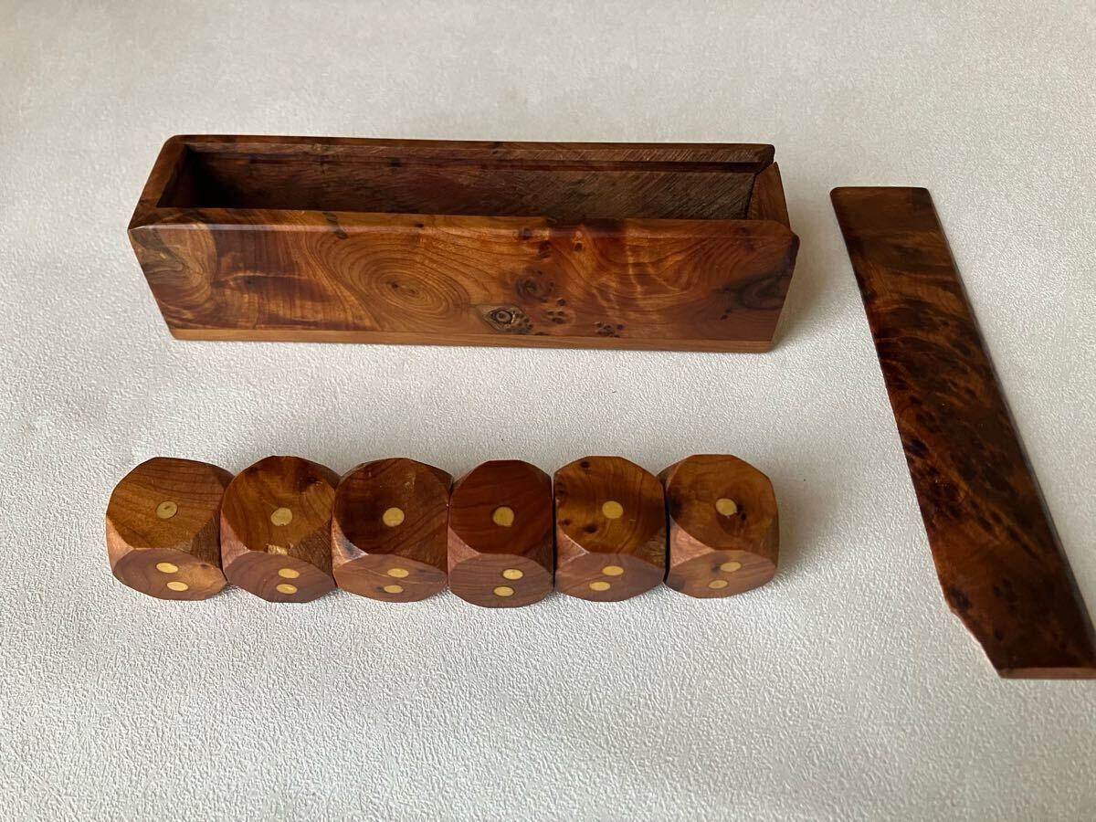 木製ダイス(サイコロ)6個+木箱 拍卖