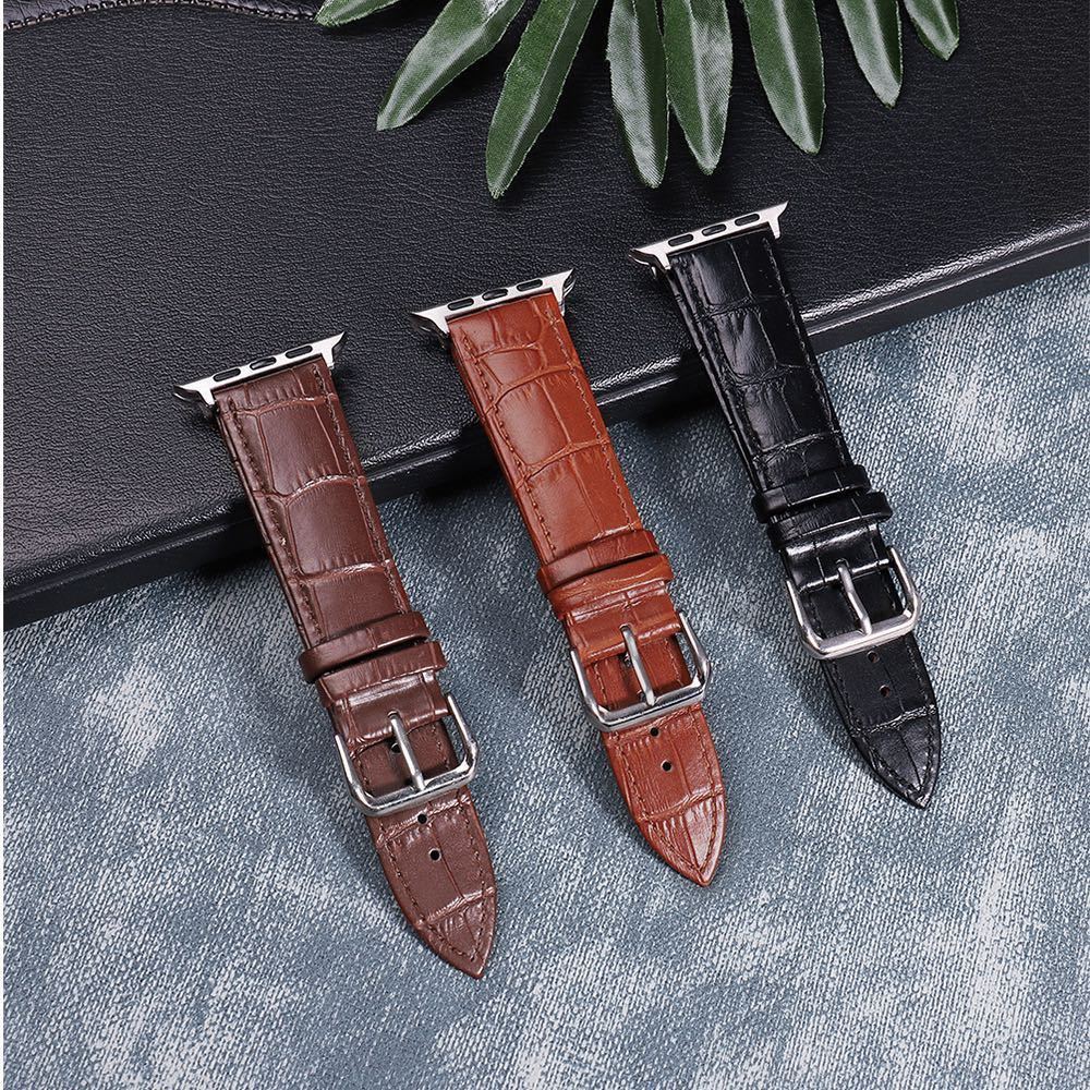 Apple アップルウォッチバンド 交換ベルト レザーベルト 革クロコ型押し替えベルト42/44/45/49mm シリーズ2345678SE対応 黒ブラック拍卖