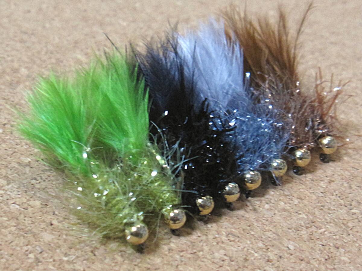 フライ ユーロニンフ マラブー #10BL 4色各2 タングステンビーズ φ3.3mm ①拍卖