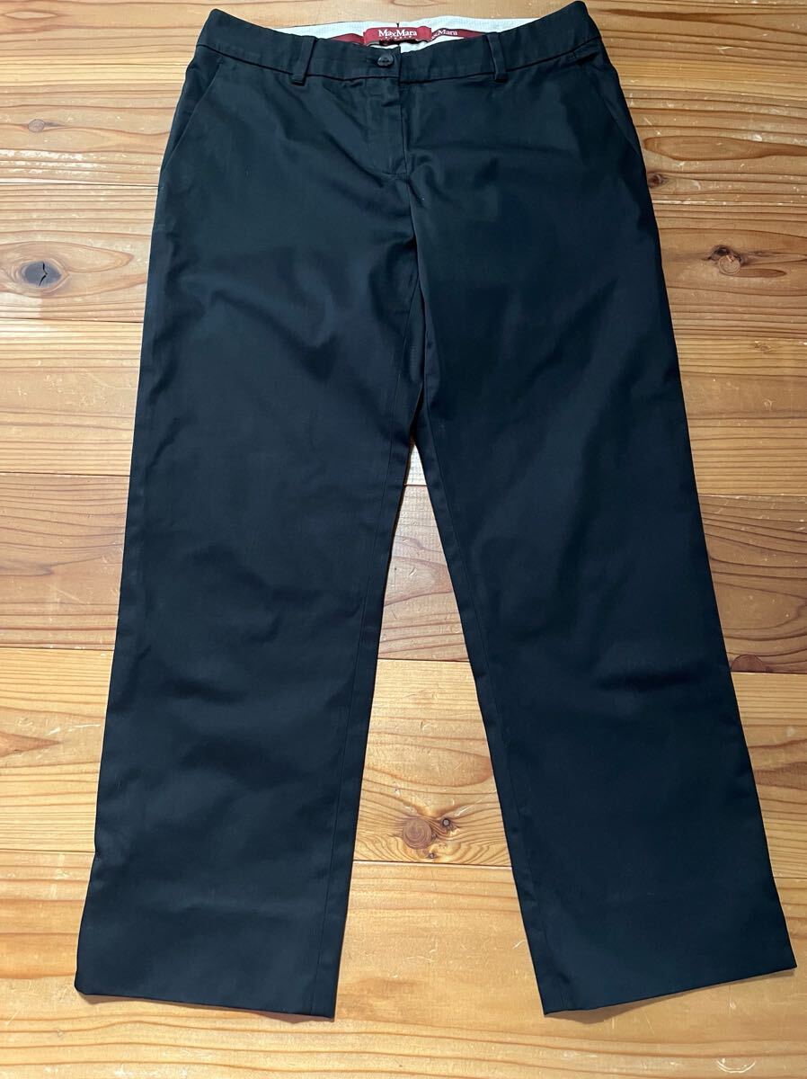 送料込み!MaxMara パンツ 黒 ブラック 美シルエット マックスマーラ J38 ズボン拍卖