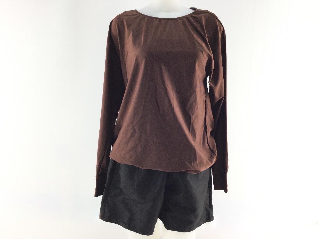 レディース水着 4点セット ラッシュガード 指穴付 パンツ付きタンキニ水着 体型カバー 大きいサイズ 8L ブラウン拍卖