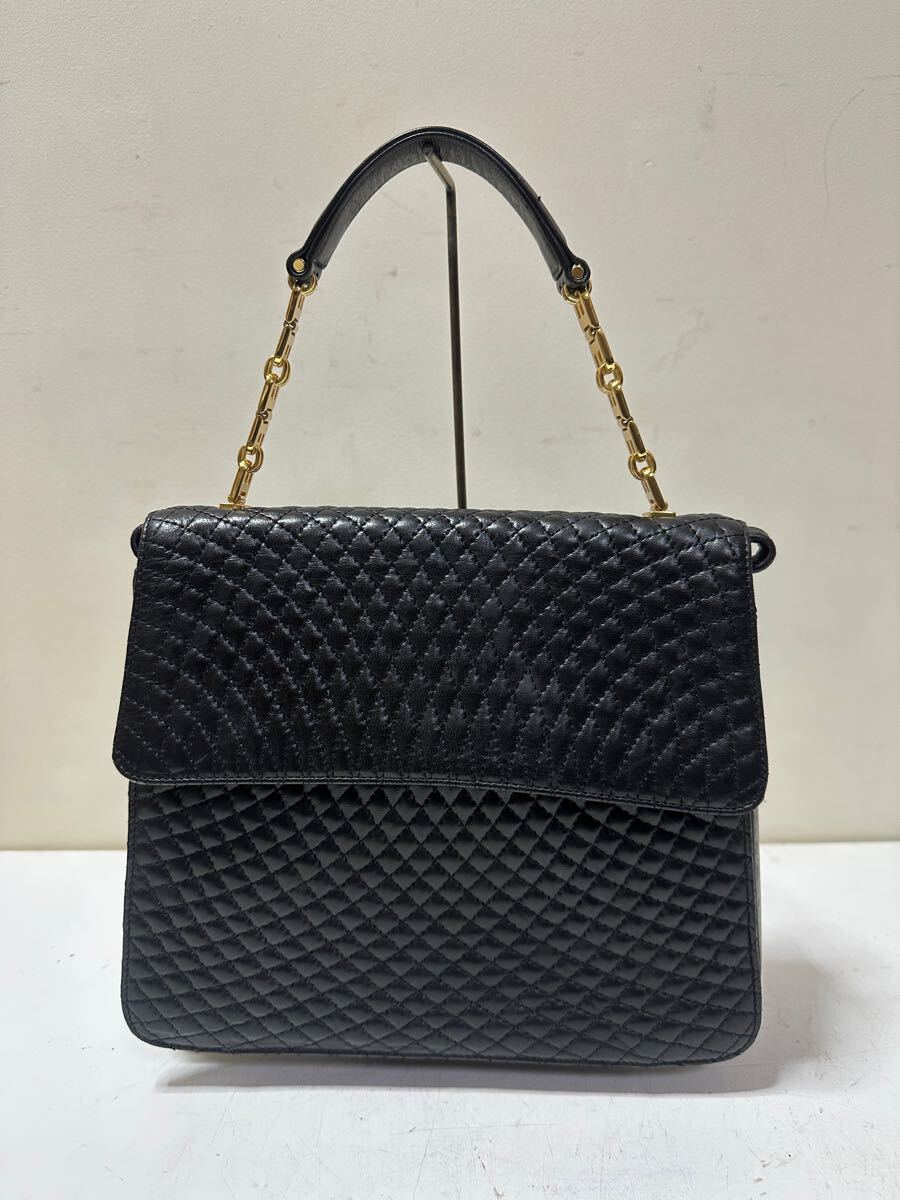 A750 BALLY バリー ヴィンテージ ハンドバッグ 2WAY ショルダー キルティング イタリア製 黒 拍卖