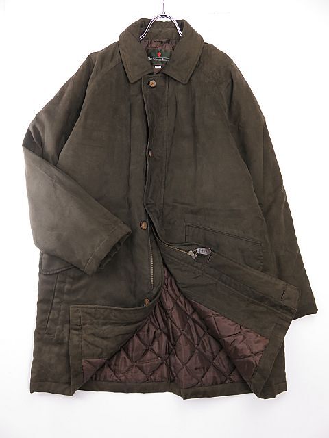 【送料無料】スコッチハウス THE SCOTCH HOUSE ジャンパー カバーオールコート 中綿入り ベルベット素地 モスグリーン L拍卖