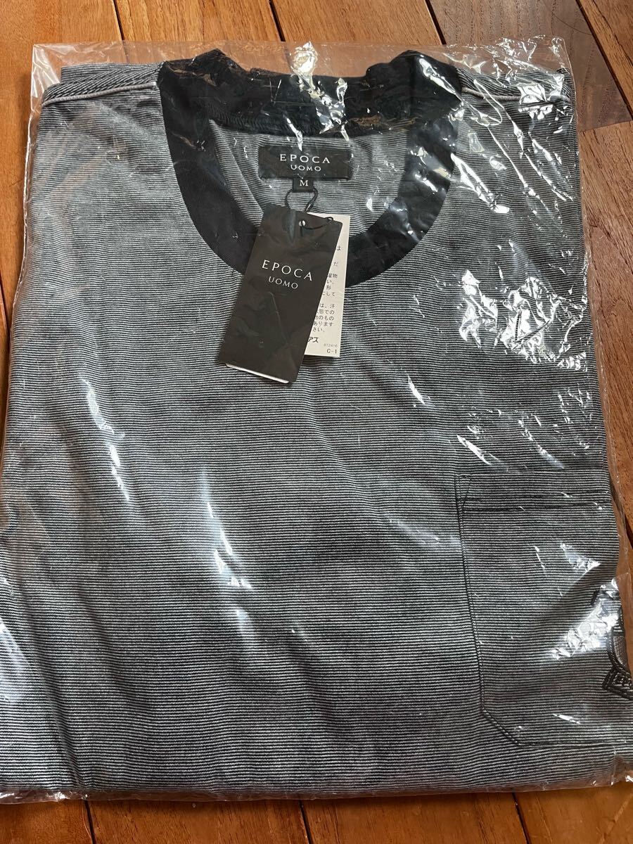 エポカ EPOCA UOMO 長袖Tシャツ ボーダー メンズ Mサイズ 新品 Tシャツ ネイビー 半額以下拍卖