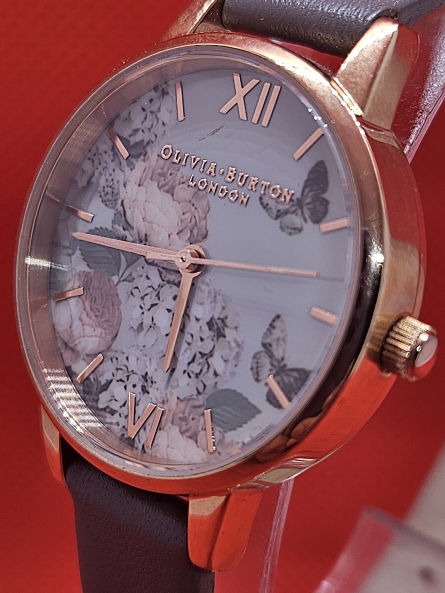 稼働品 美品 OLIVIA BURTON オリビアバートン ENCHANTED GARDEN エンチャントガーデン レディース腕時計 クオーツ OB049 電池交換済 G2078拍卖