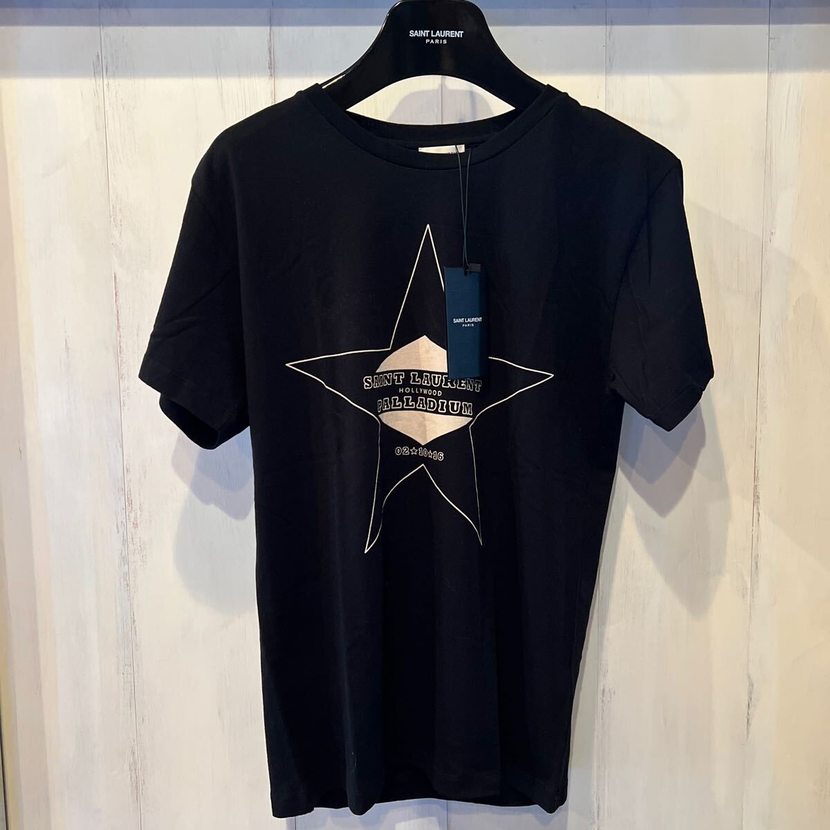 【新品未使用】16AW SAINT LAURENT PARIS by Hedi Slimane パラディウムTシャツ 半袖 XS ケリングジャパン ブラック サンローラン拍卖