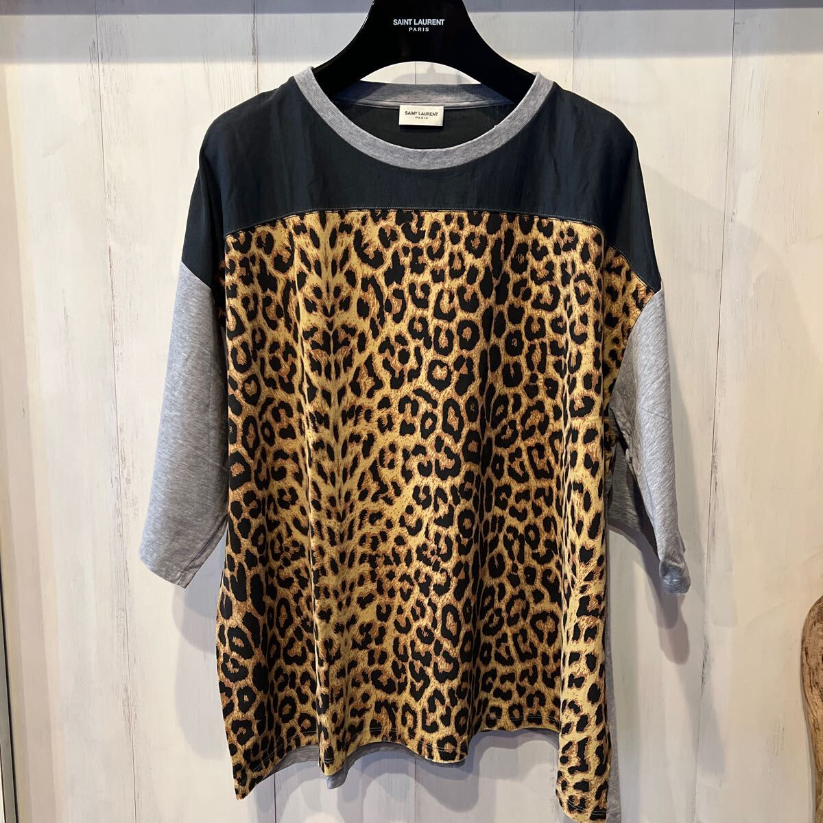 16SS SAINT LAURENT PARIS by Hedi Slimane オーバーサイズTシャツ レオパード XS ケリンジャパン エディスリマン サンローラン・パリ拍卖
