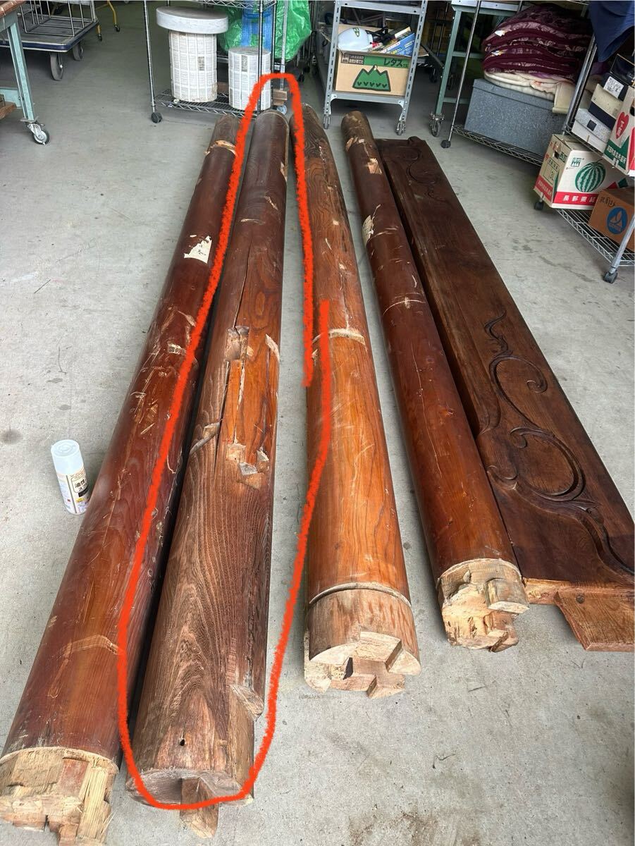 古いお寺の柱 欅? 素材不明 105キロ アンティーク 古材 diy拍卖