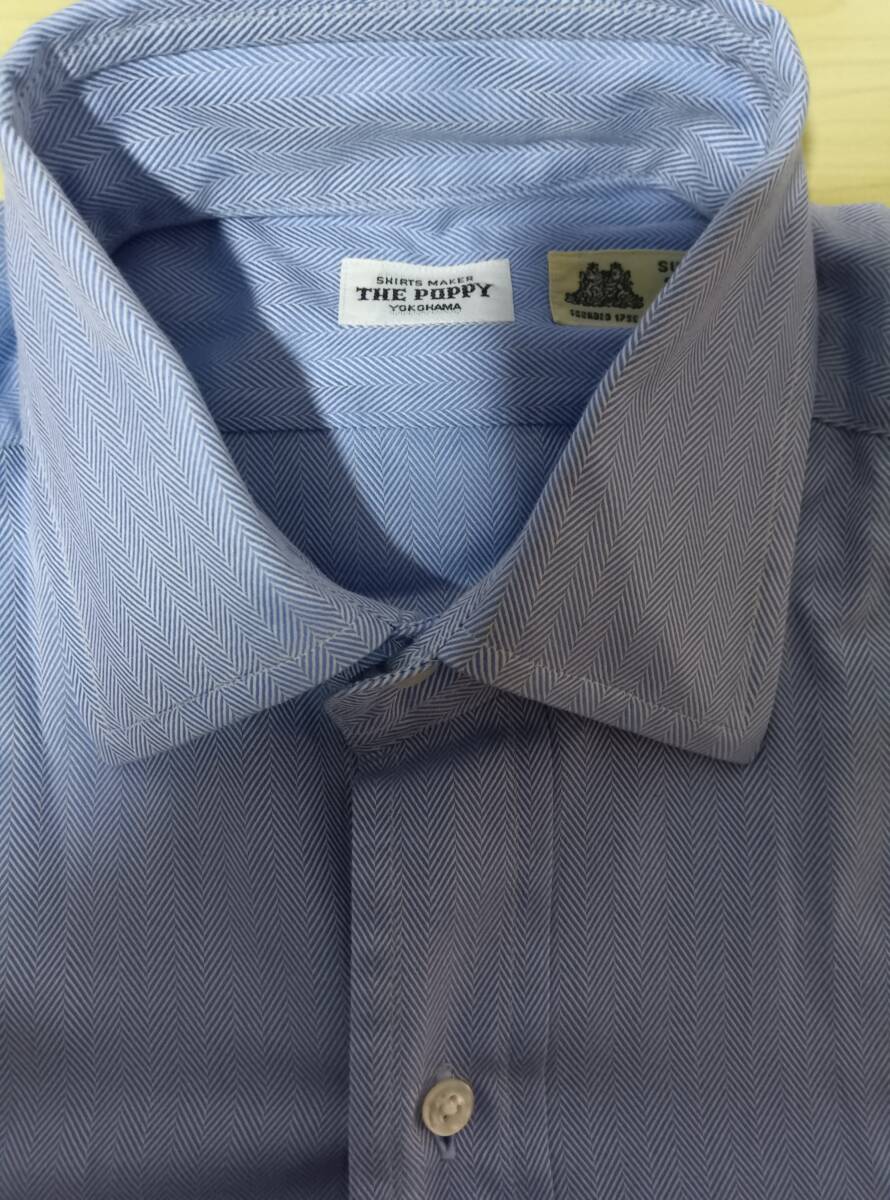 【新品同様】POPPY ポピー ワイドカラー ダブルカフス ブルー拍卖