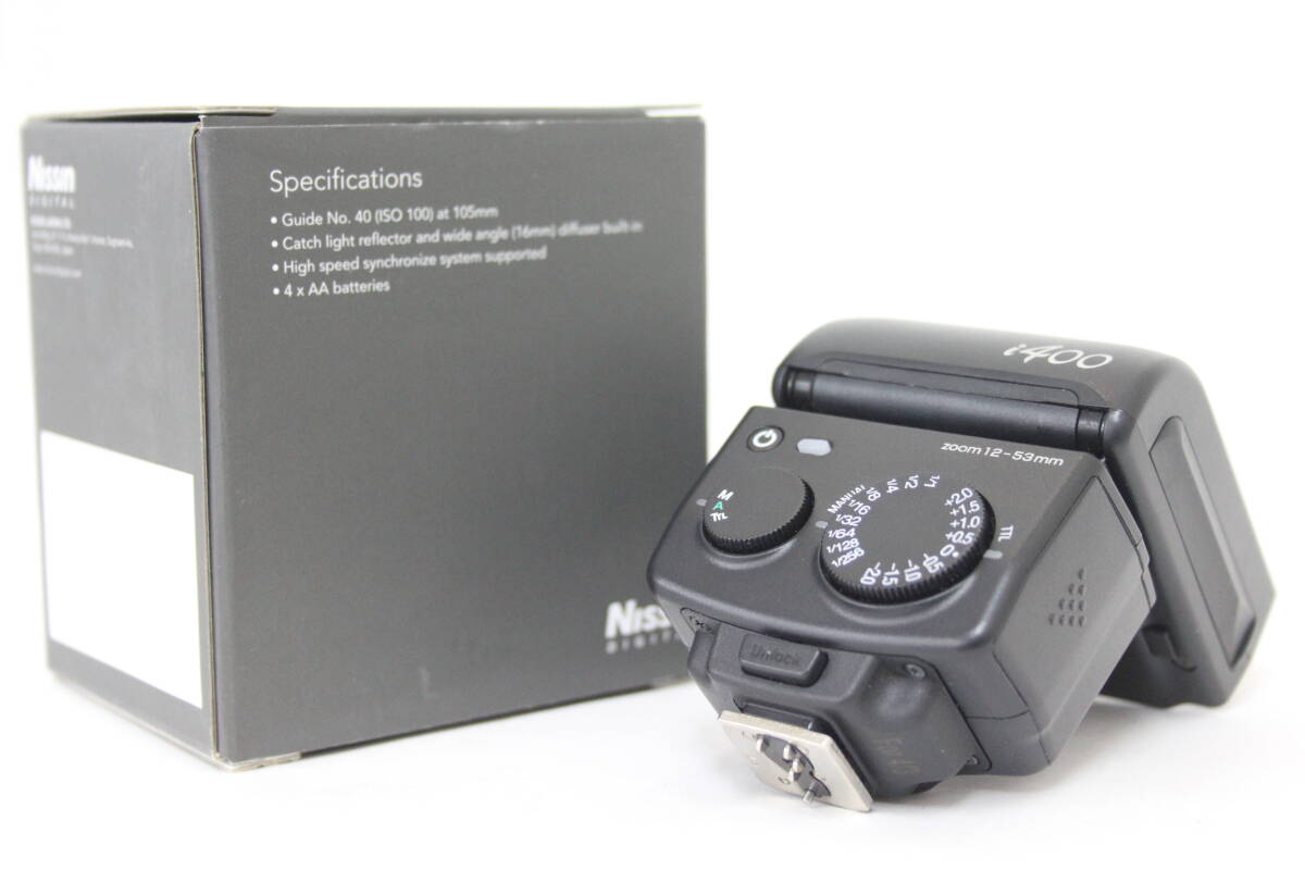 【美品 返品保証】 【元箱付き】NISSIN Digital i400 Zoom 12-53mm ストロボ フラッシュ M4679拍卖