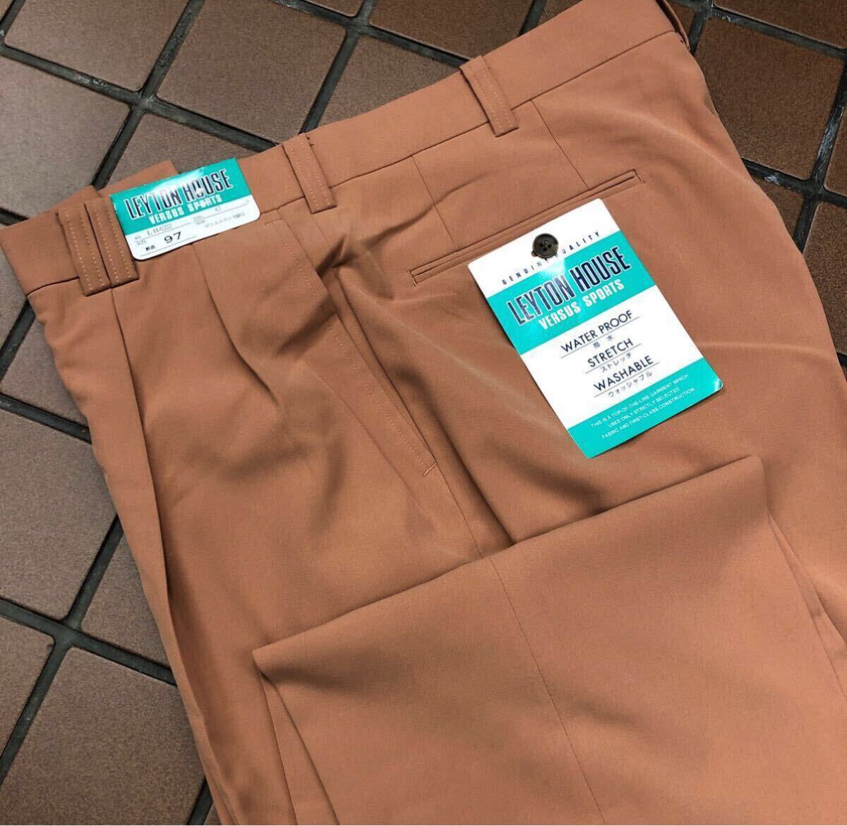 新品☆未使用 大きめ W97cm オレンジ系 ゴルフパンツ メンズスラックス ゴルフパンツ ゴルフウェア GOLF 日本製 ふわさら生地 丸洗いOK拍卖