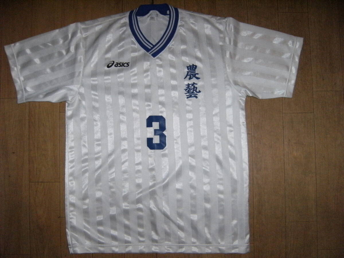 非売品★レトロ★日本製★アシックス 製品★当時物 農藝 農芸高校 サッカー ユニフォーム Tシャツ★フットサル フットボール ラグビー拍卖