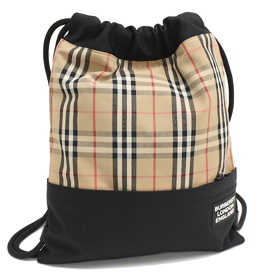 バーバリー リュック スカウト 8023645 ノバチェック コットン ベージュ×ブラック BURBERRY拍卖