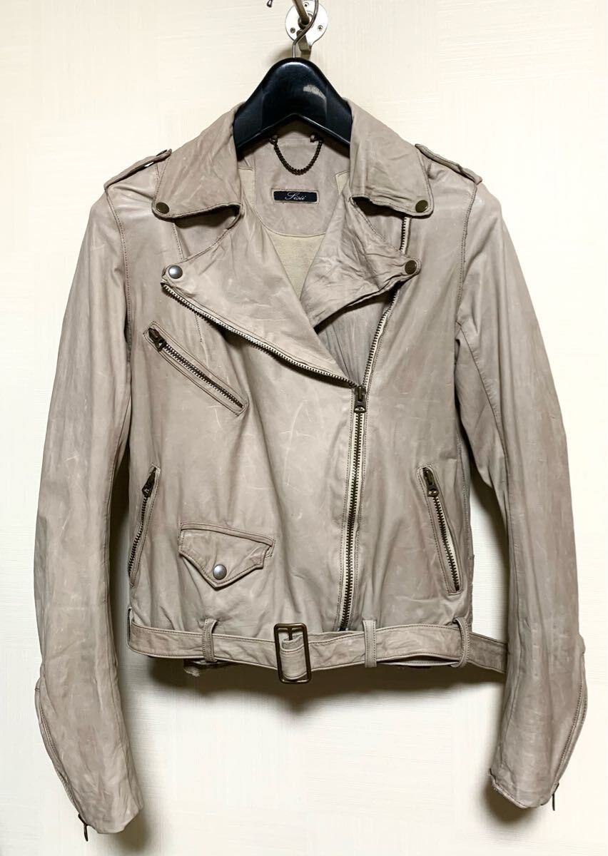 美品:Sisii(シシ).ウォッシャブル レザー ダブル ライダース XS(製品洗い/上質.牛革/Wジップ開/肩38幅45丈55/日本製/beautiful people type拍卖