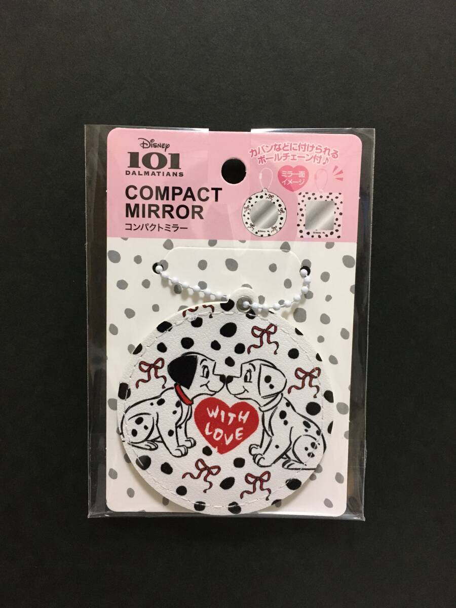 Disney/ディズニー コンパクトミラー☆彡 101匹わんちゃん ホワイト☆ ボールチェーン付 新品未開封品 101DALMATIANS拍卖